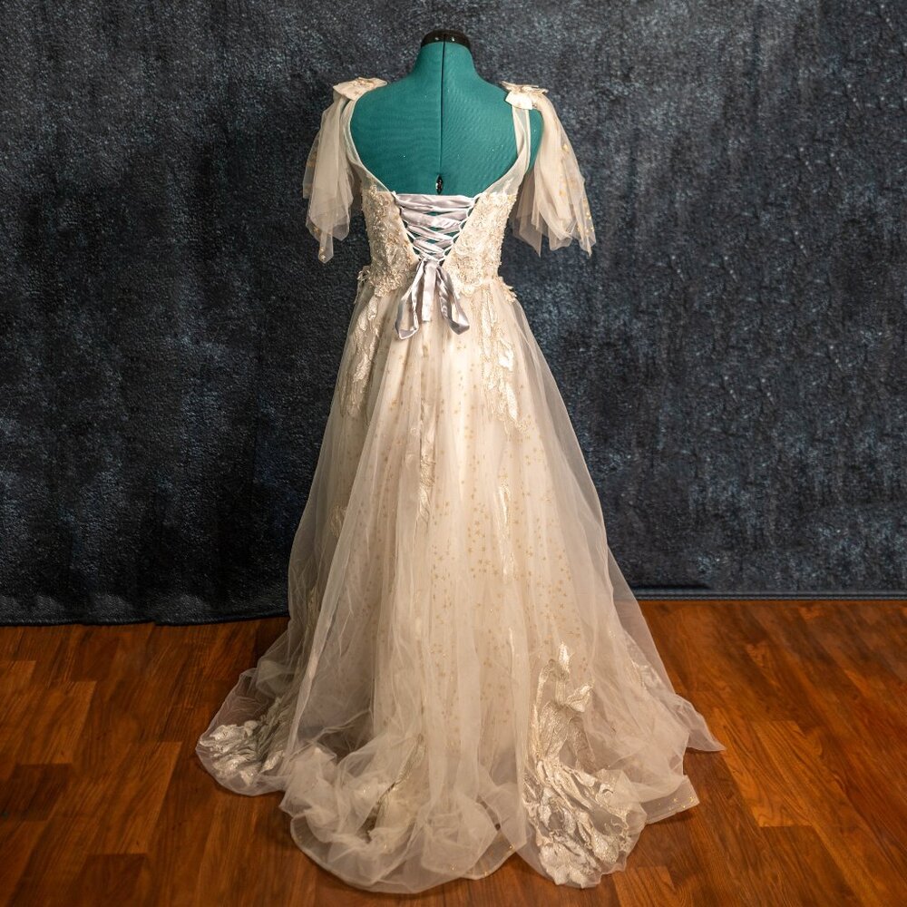 SALE Champagne Off-White Embroidered Wedding Ball Gown Dress Corset Back - XS/S - Picture 4 of 16